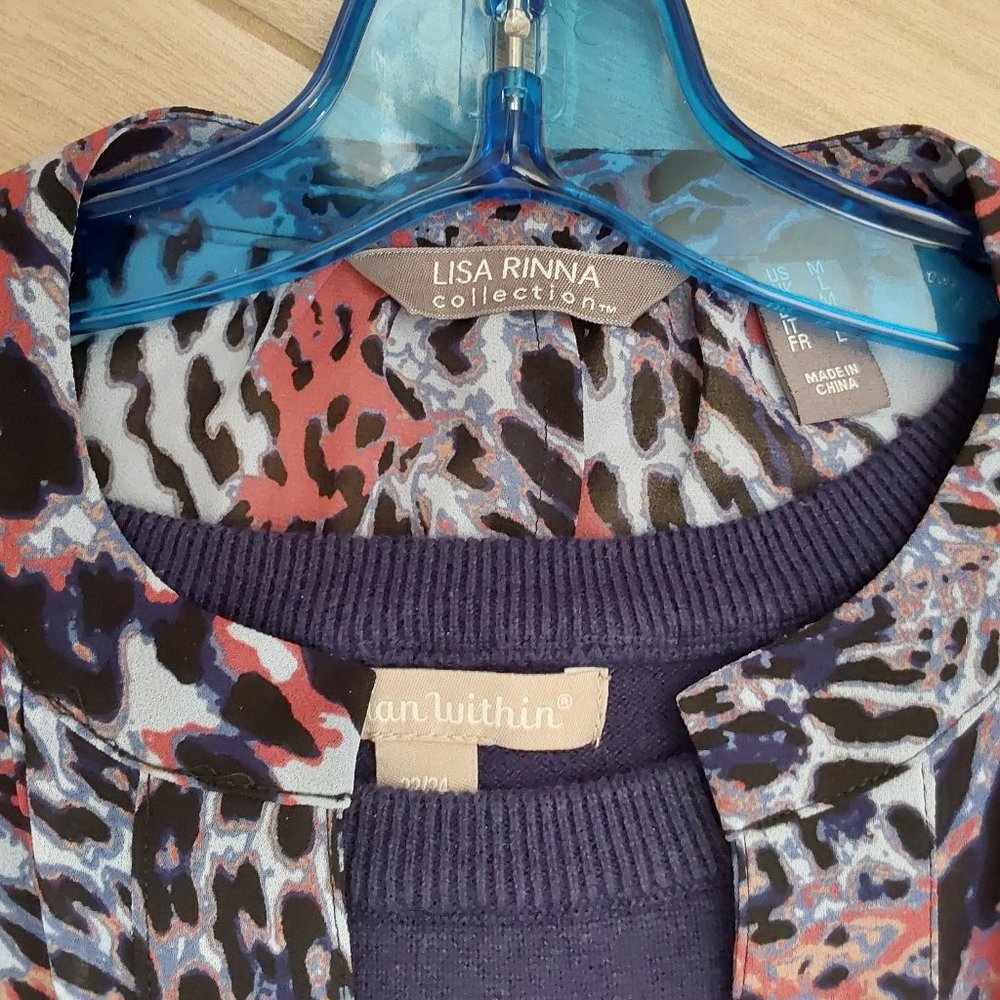 Mix & Match Multi-Color Geo Tunic & Navy Shell 2p… - image 2